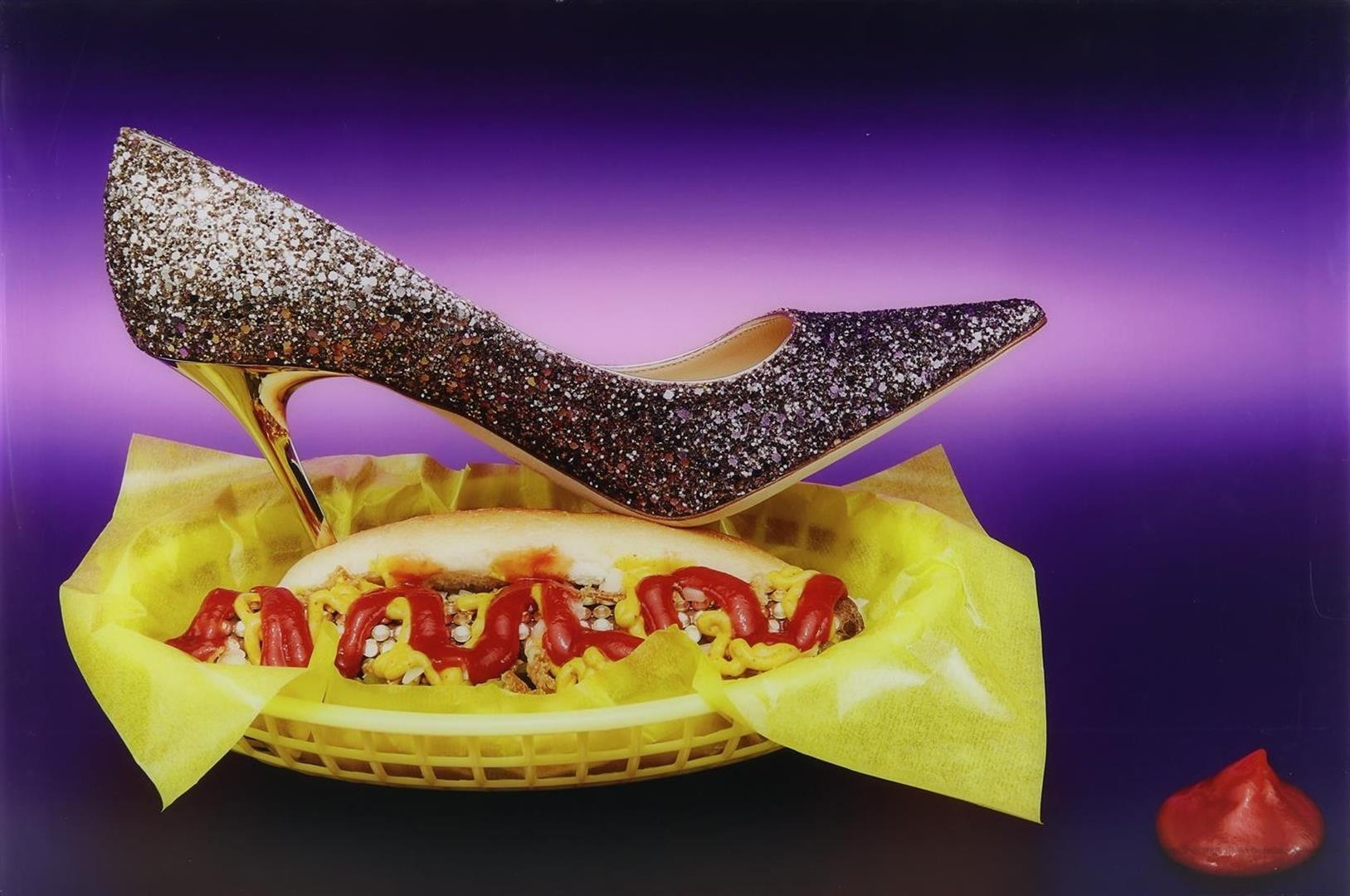 Artwork by Martjin Sendersen, Fastfood Jimmy Choo, Made of photo on dibond