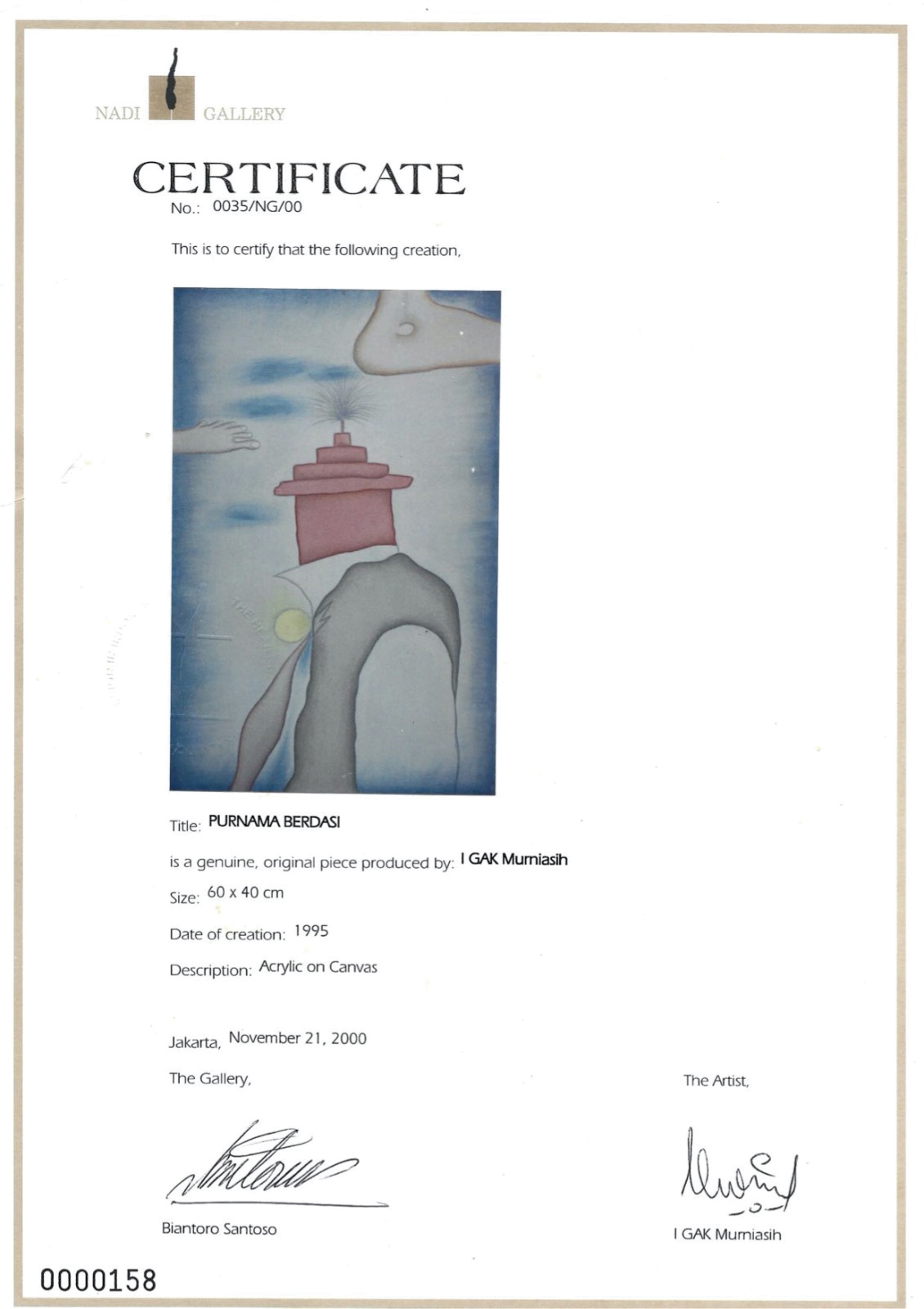 Artwork by Gusti Ayu Kadek Murniasih, Purnama Berdasi, Made of acrylic on canvas