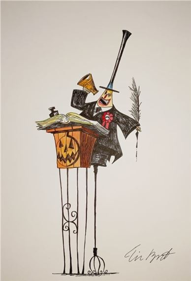 Tim Burton | Watercolor and ink on paper, signed lower right