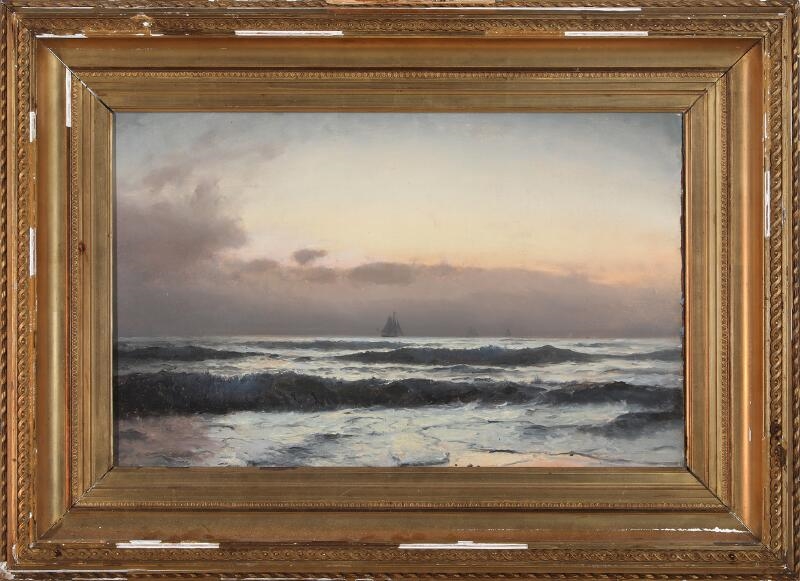 Carl Neumann | The last sunlight behind dark clouds over the sea (1874 ...