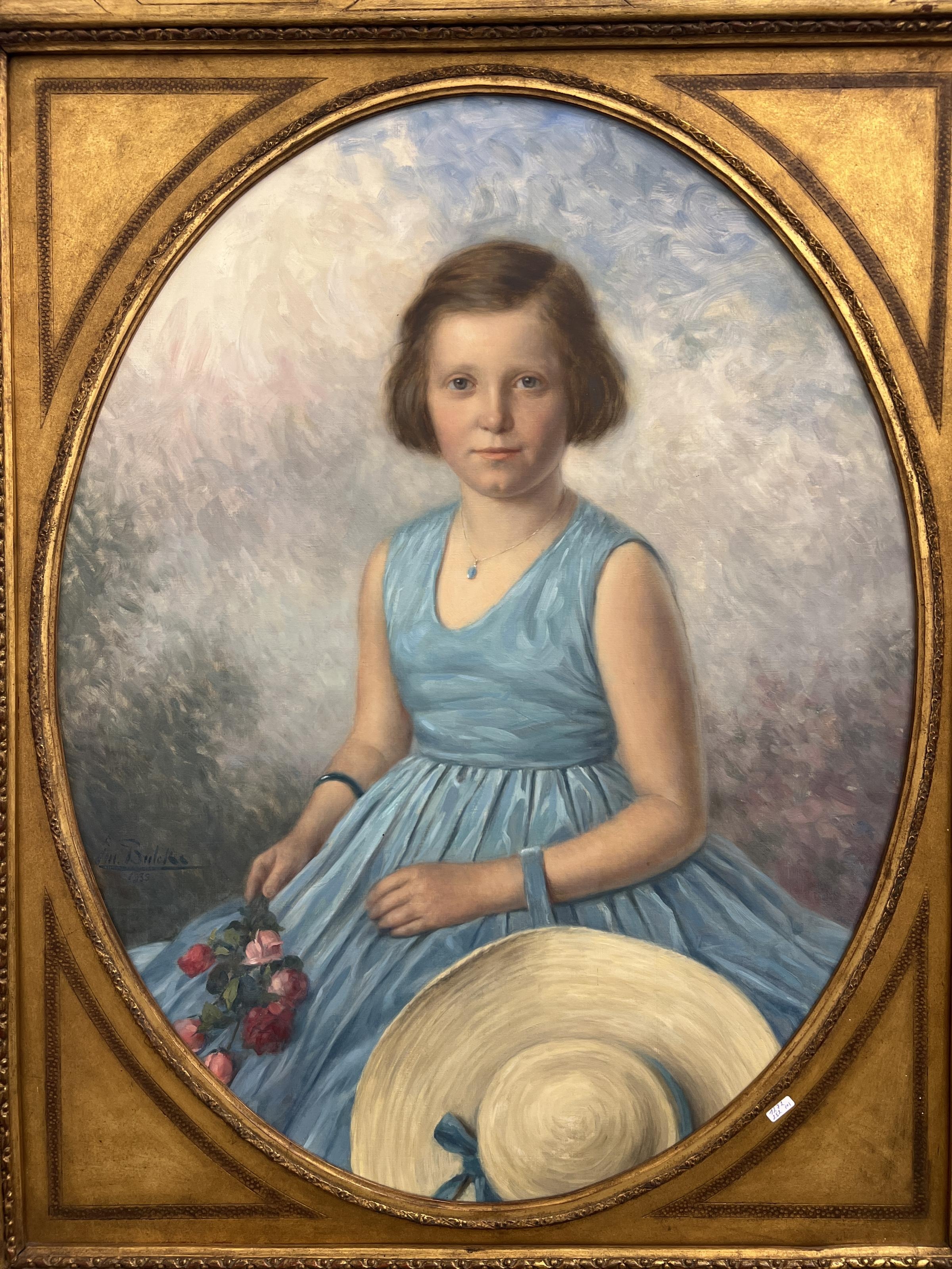 Artwork by Emile Bulcke, Jeune fille au chapeau, Made of oil on canvas