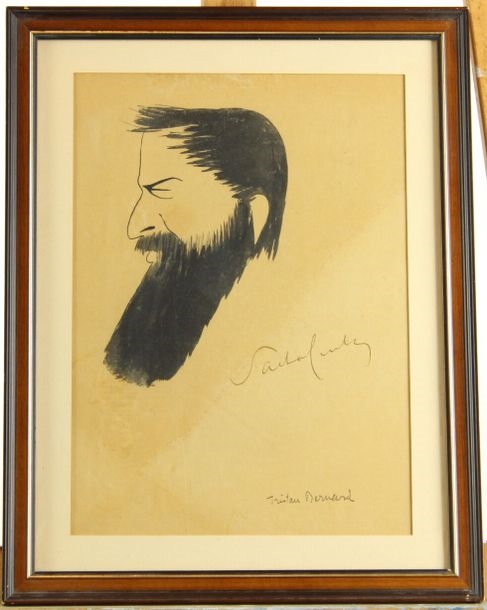 Artwork by Sacha Guitry, Portrait of Tristan Bernard, Made of india ink on paper