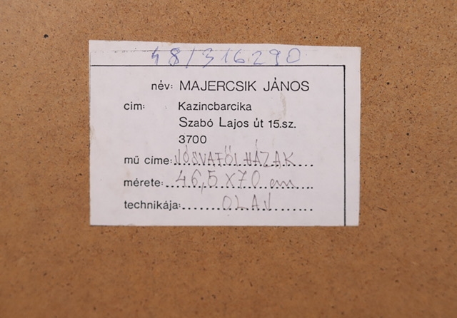 Artwork by János Majercsik, Houses Jósvafő, Made of Oil on wood fiber