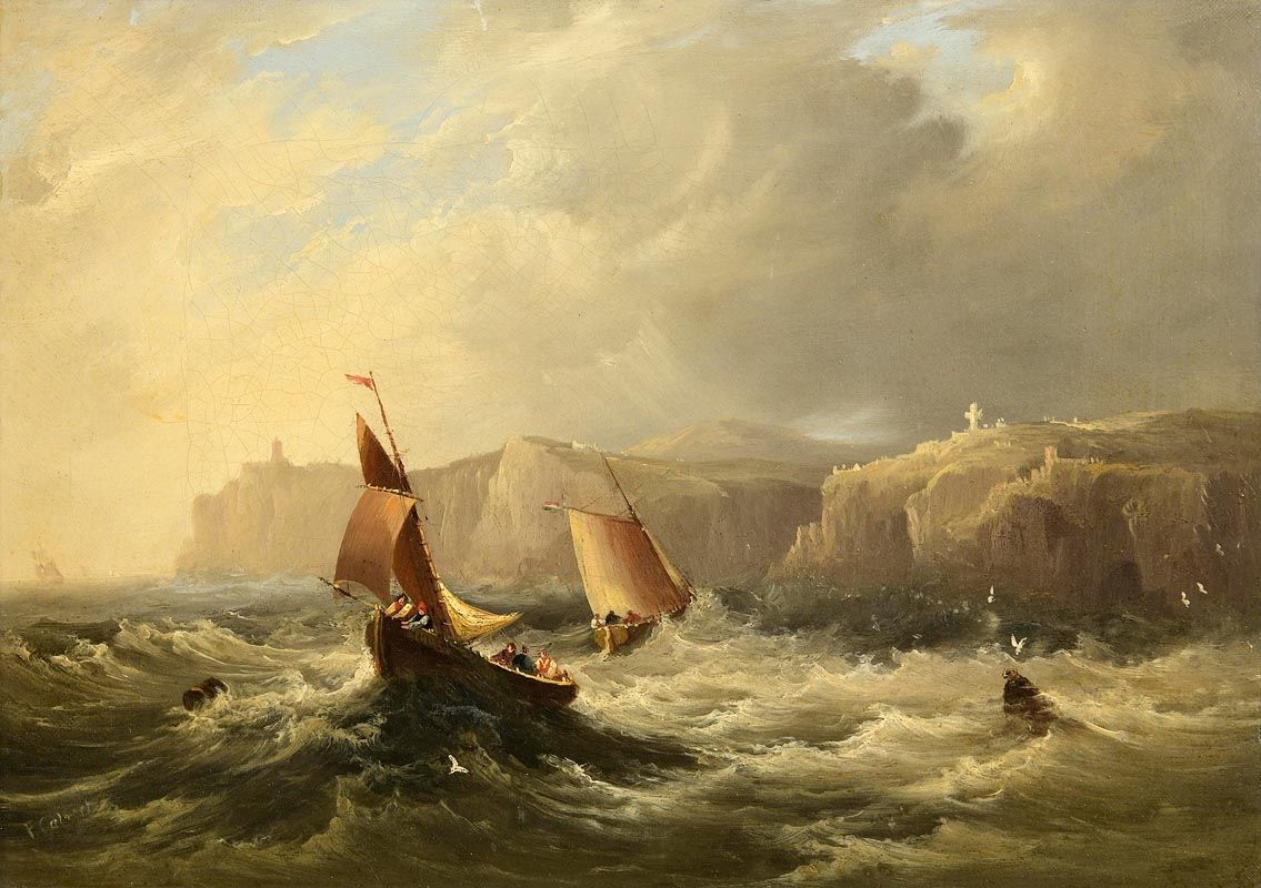 Frederick Calvert | Fishing Boats in a Squall Off the Coast of Dover ...