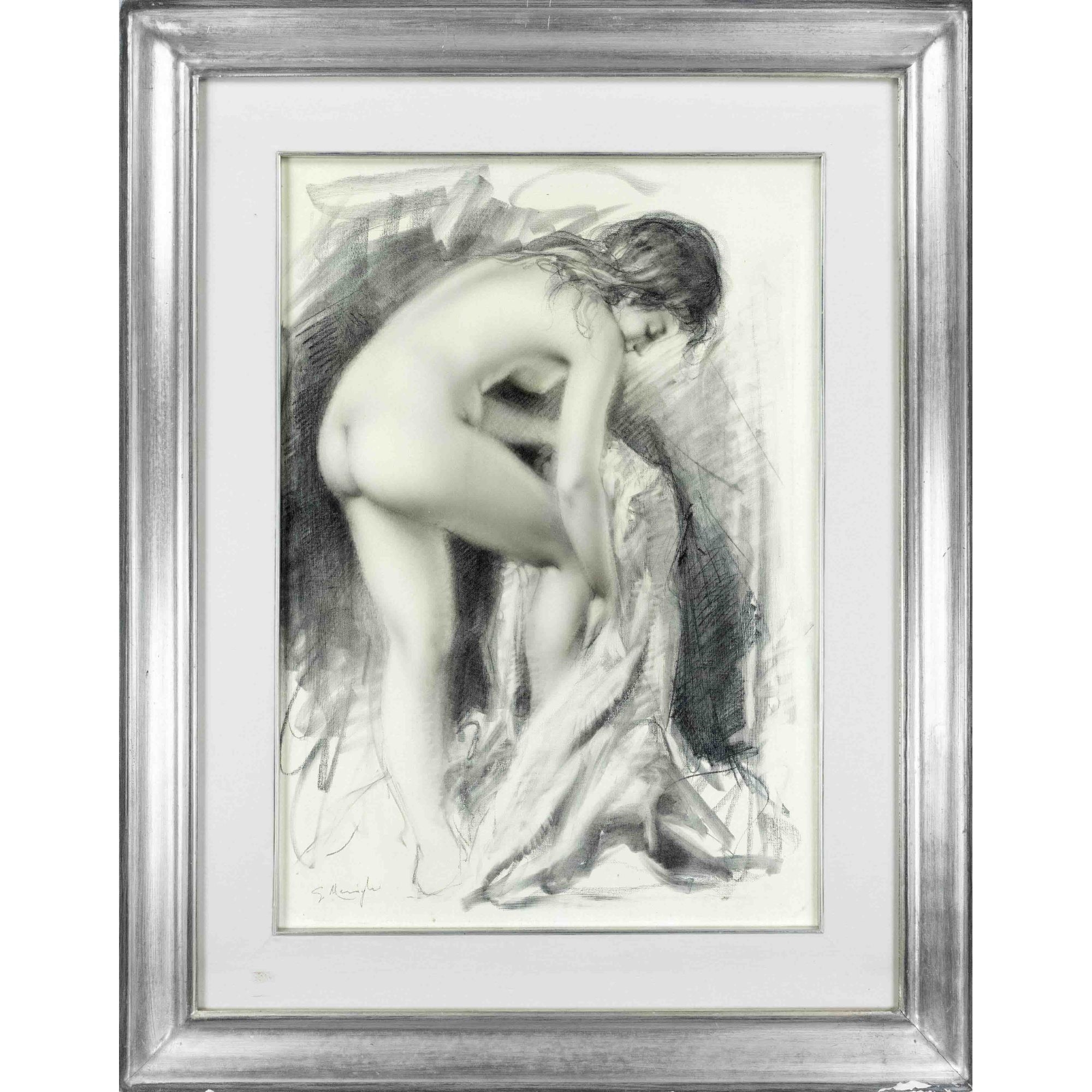 Artwork by Giuseppe Merighi, Italian painter, Made of chalk and gouache on canvas