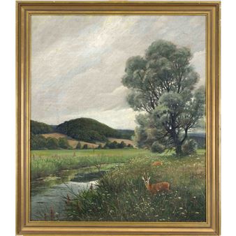 Landscape with Deer by a Stream - Peter Paschen