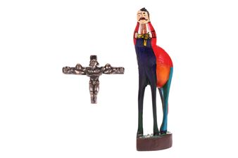 heavy-cast silver crucifix pendant with a very muscular corpus of Christ and suspension hole - Mykola Solonair