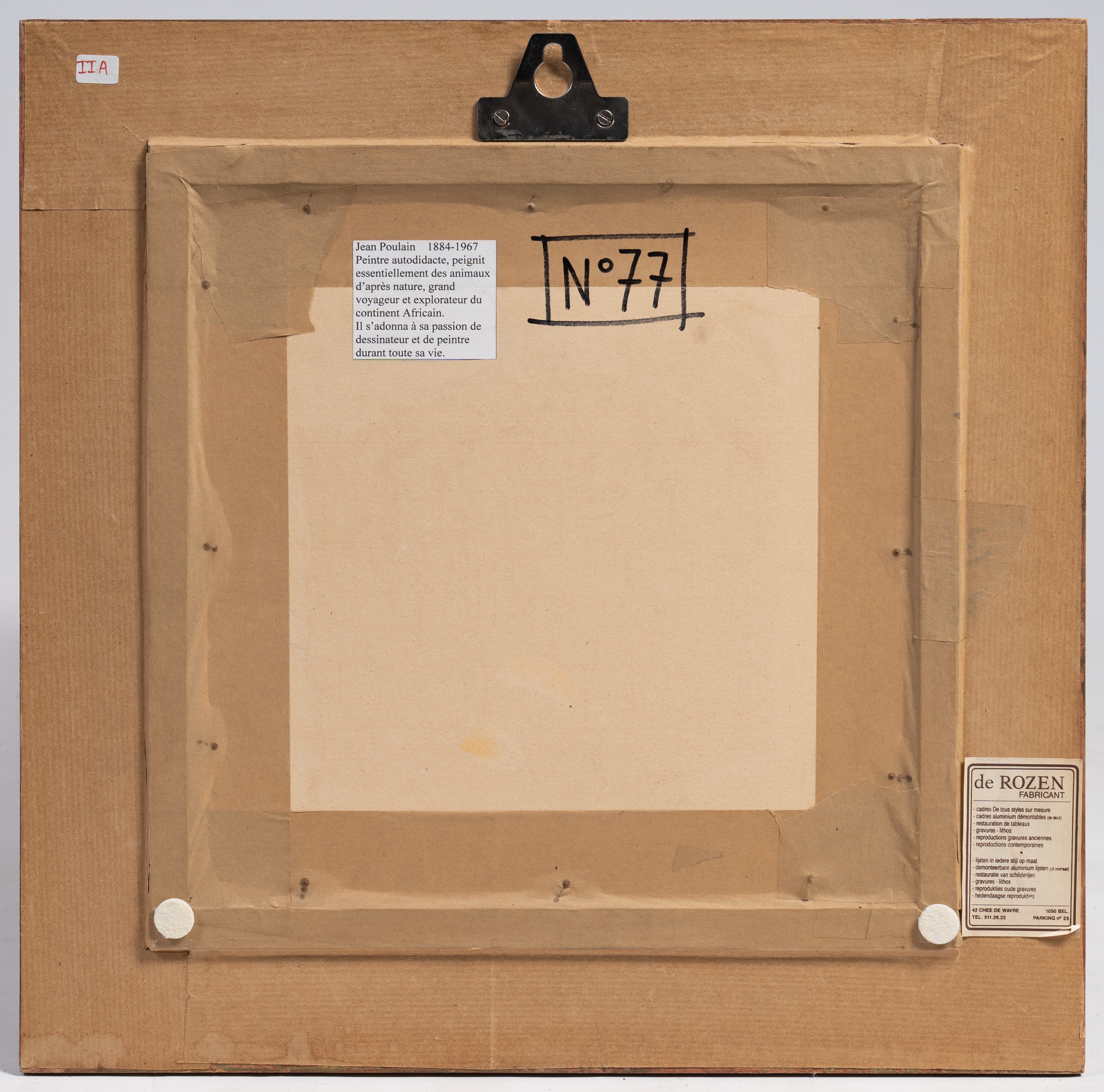 Artwork by Jean Poulain, An elephant and A tiger, Made of mixed media on paper