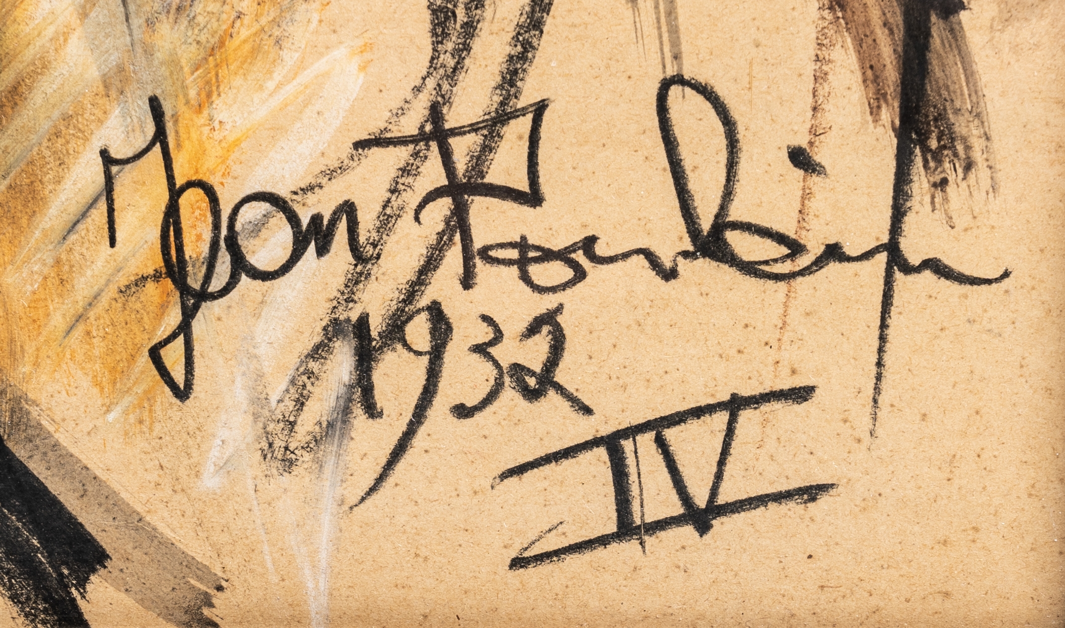 Artwork by Jean Poulain, An elephant and A tiger, Made of mixed media on paper