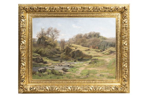 Théodore Baron | Impressive landscape with a stream (1200) | MutualArt