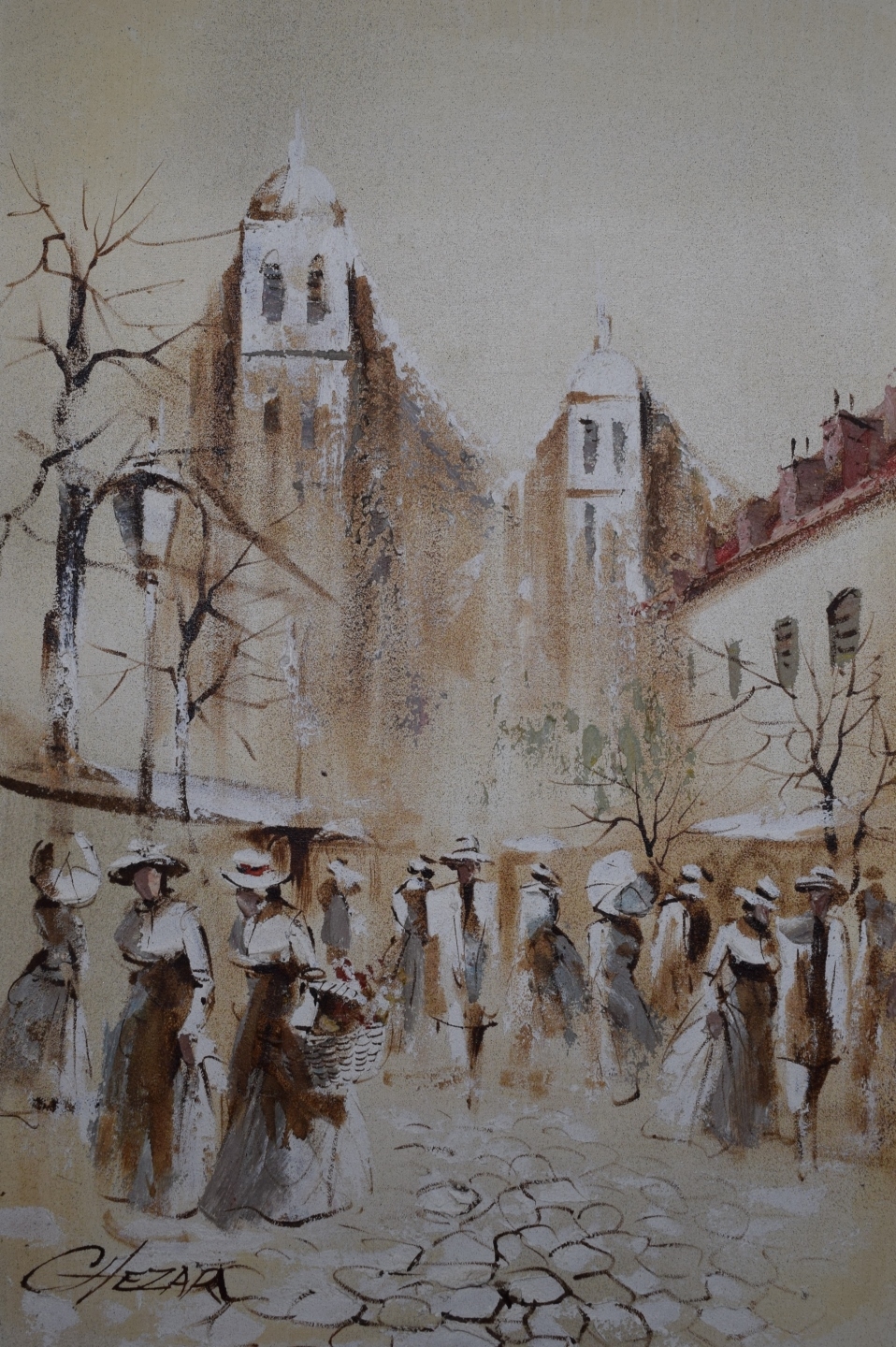 Boris Chezar | BORIS CHEZAR OIL & SAND CANVAS PARISIAN PAINTING | MutualArt