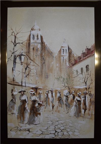 Boris Chezar | BORIS CHEZAR OIL & SAND CANVAS PARISIAN PAINTING | MutualArt