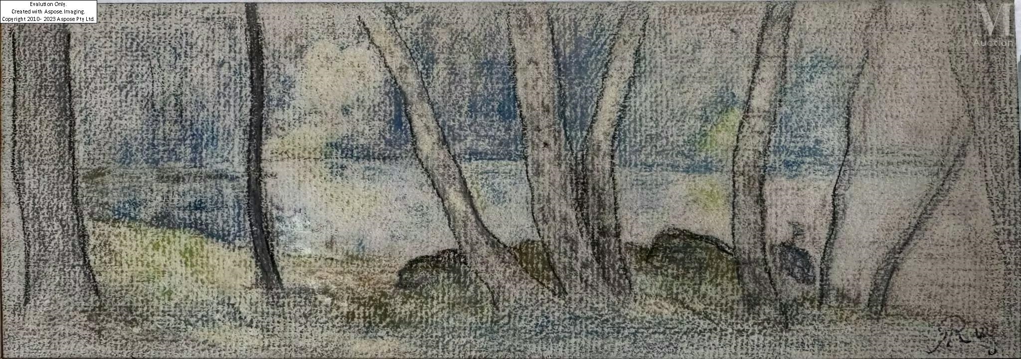 Artwork by Alphonse Ruy, Paysage, Made of pastel on paper