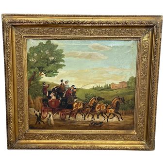 ROYAL MAIL CARRIAGE WITH HORSES OIL PAINTING - James Pollard
