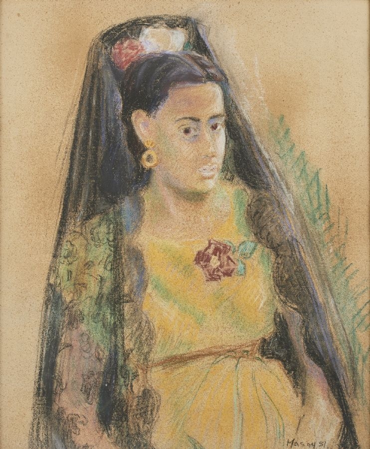 Artwork by Mats Mason, Sweden. Spansk dansös Sevilla. Signed, Made of MIXED MEDIA