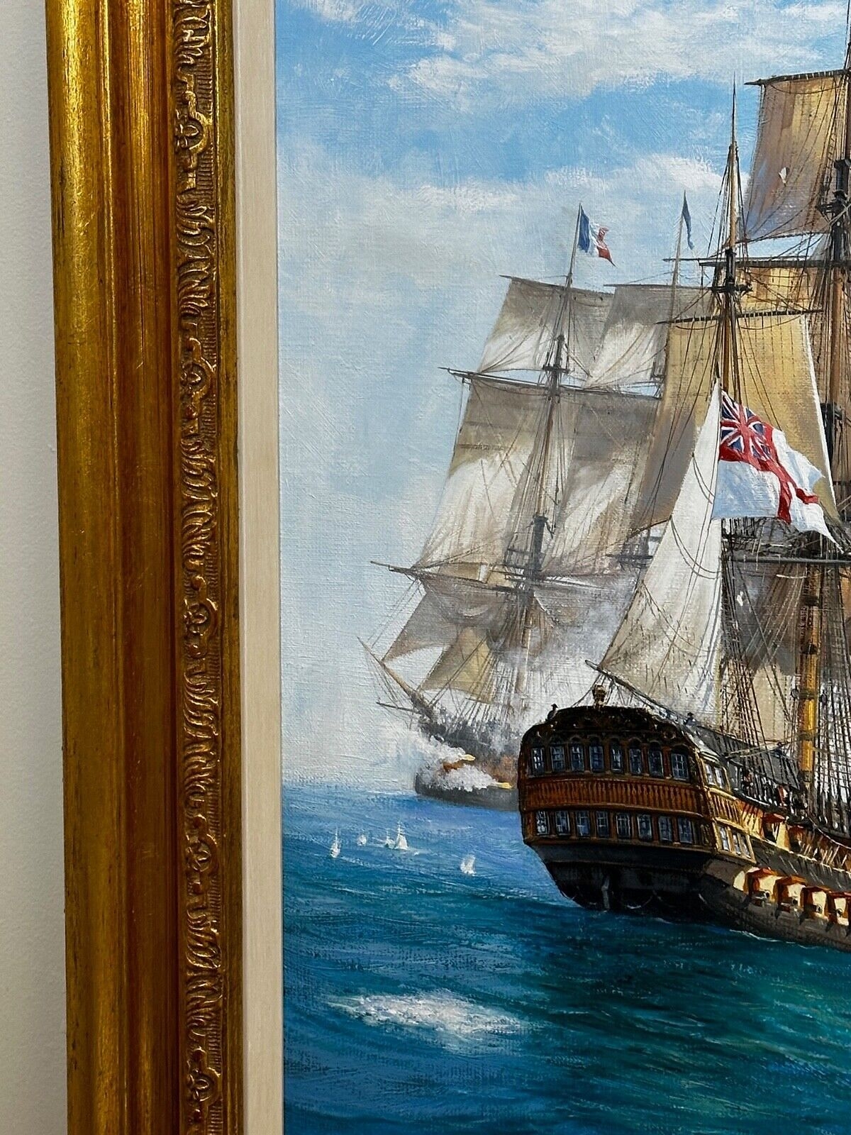Artwork by Barry Mason, HMS MARS & HMS BELLEISLE OIL PAINTING, Made of OIL PAINTING