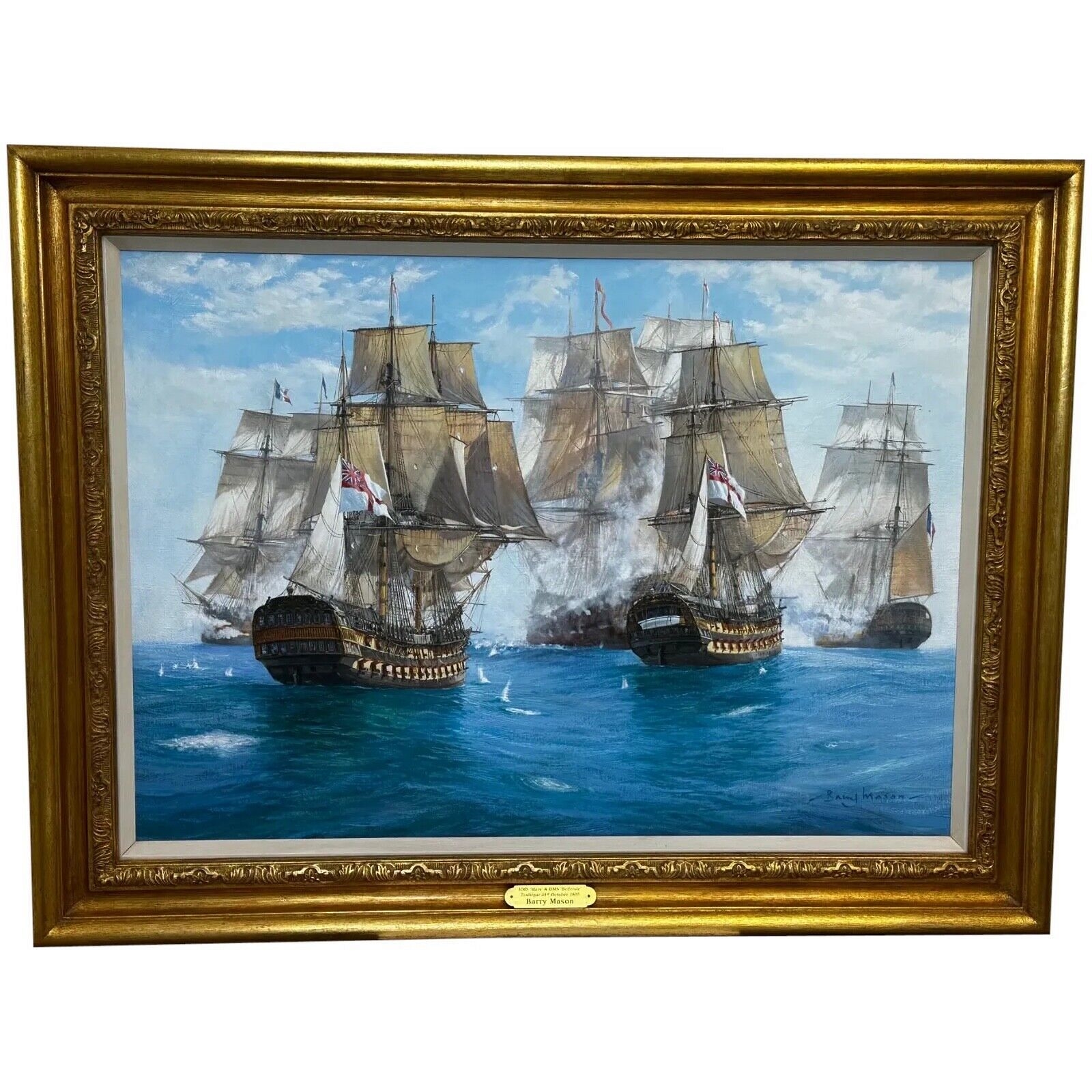 Artwork by Barry Mason, HMS MARS & HMS BELLEISLE OIL PAINTING, Made of OIL PAINTING