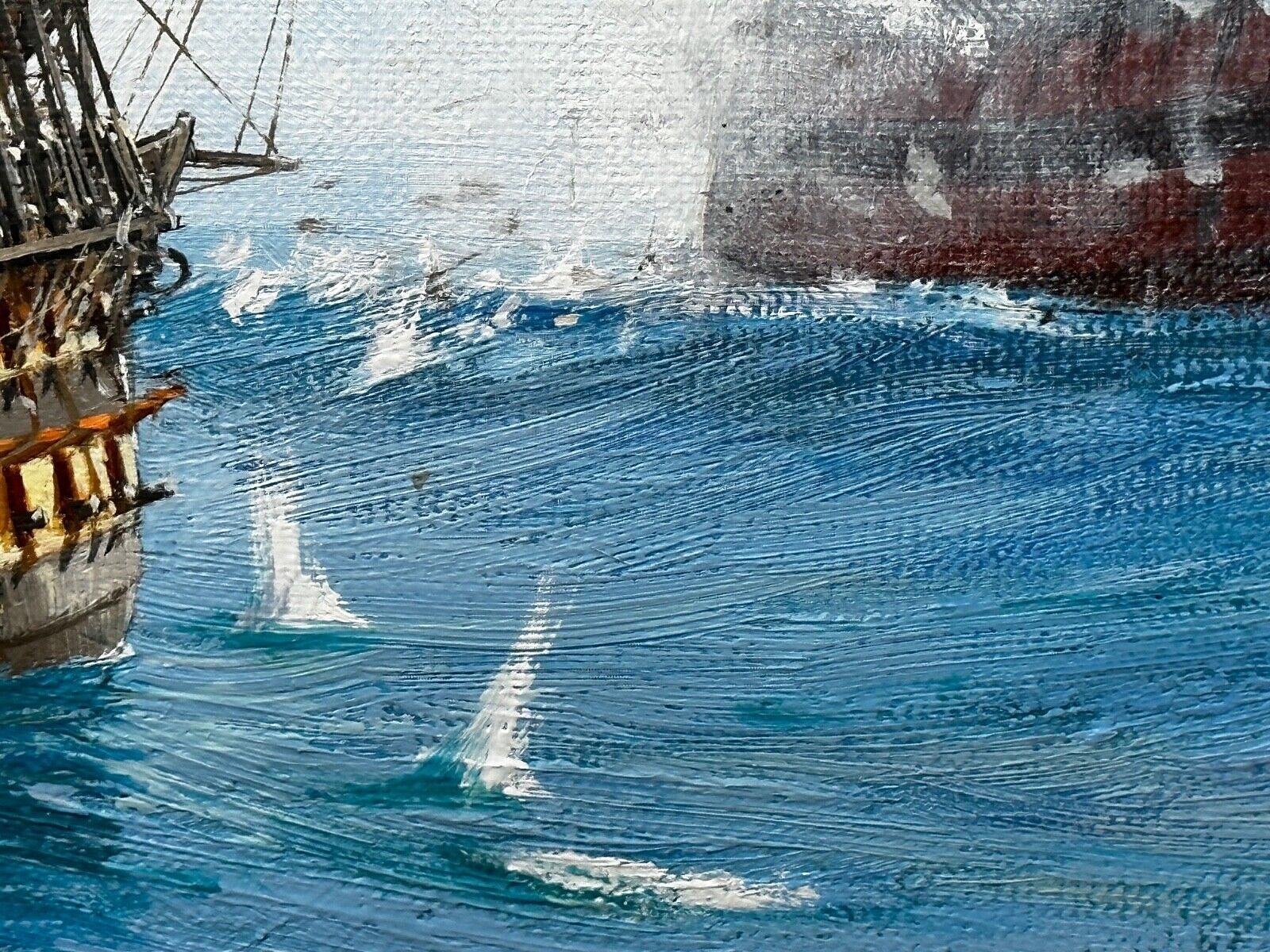 Artwork by Barry Mason, HMS MARS & HMS BELLEISLE OIL PAINTING, Made of OIL PAINTING