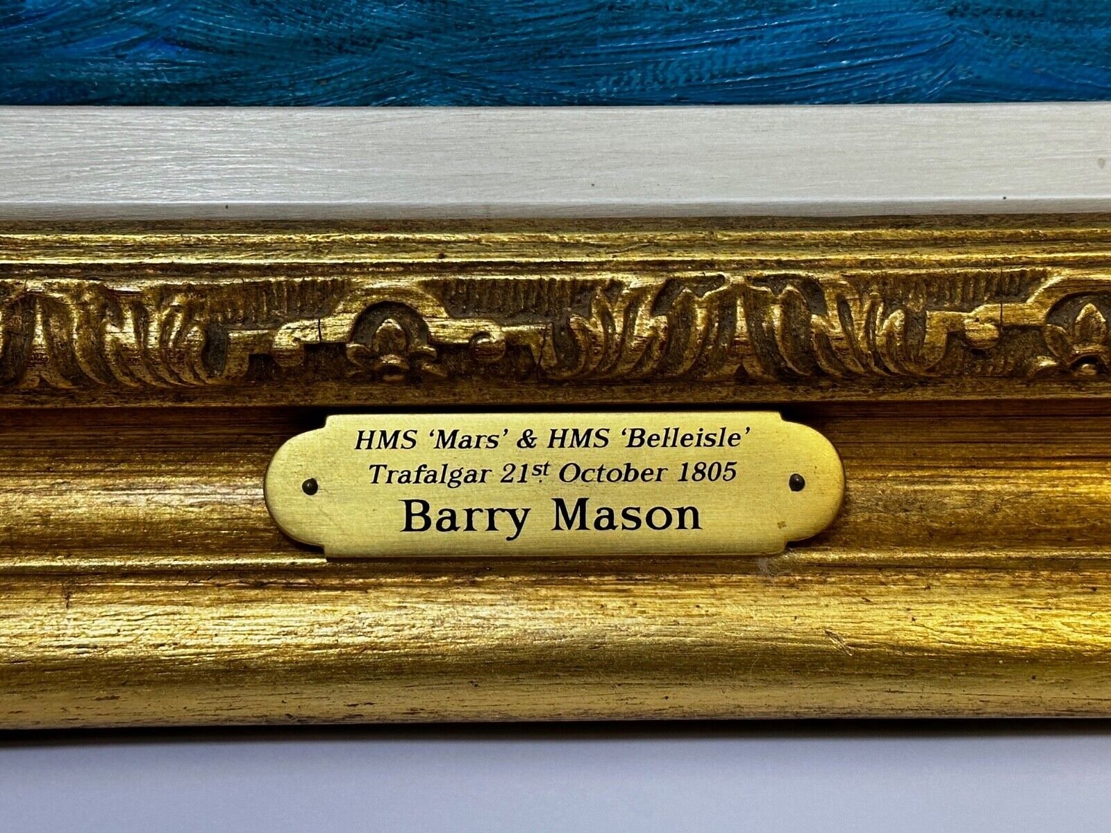 Artwork by Barry Mason, HMS MARS & HMS BELLEISLE OIL PAINTING, Made of OIL PAINTING