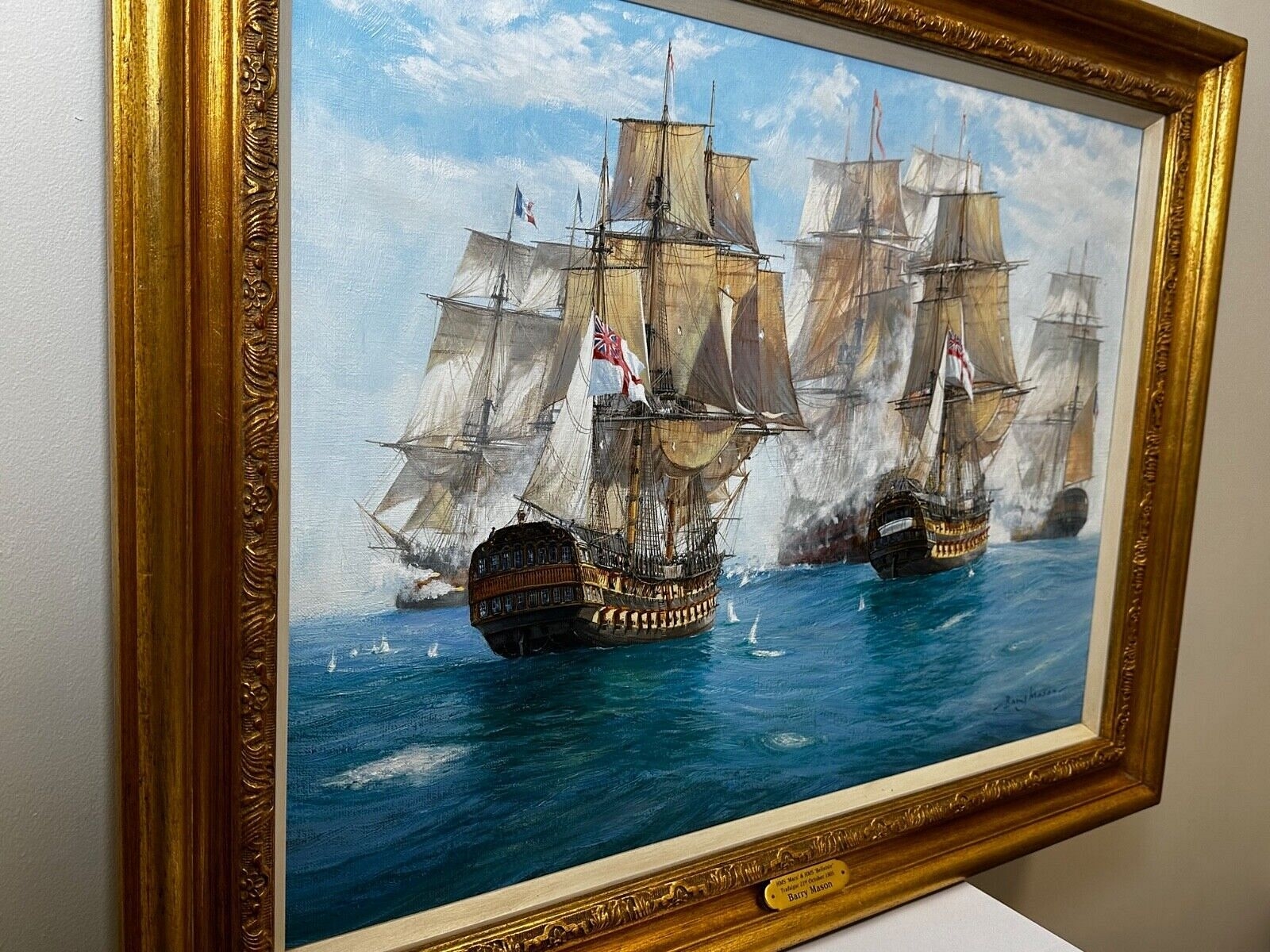 Artwork by Barry Mason, HMS MARS & HMS BELLEISLE OIL PAINTING, Made of OIL PAINTING