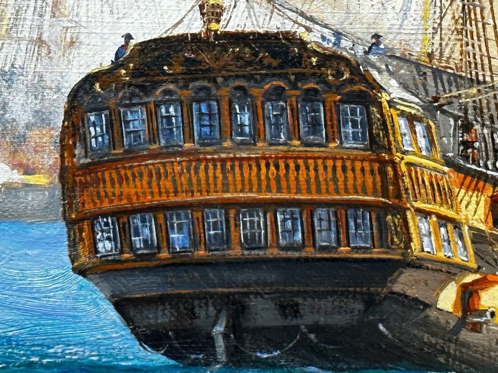 Artwork by Barry Mason, HMS MARS & HMS BELLEISLE OIL PAINTING, Made of OIL PAINTING