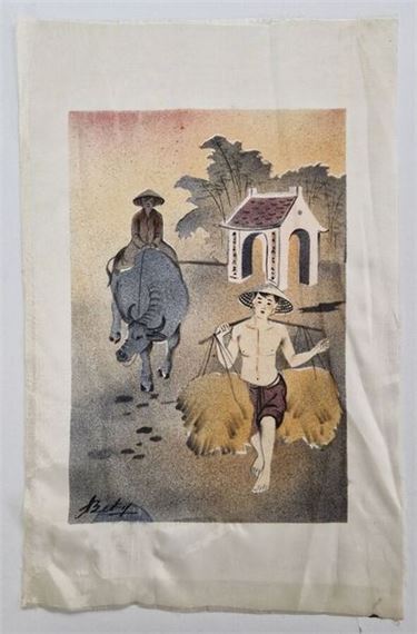 Mathias Becker | Silk print illustrating a scene of life in Vietnam ...