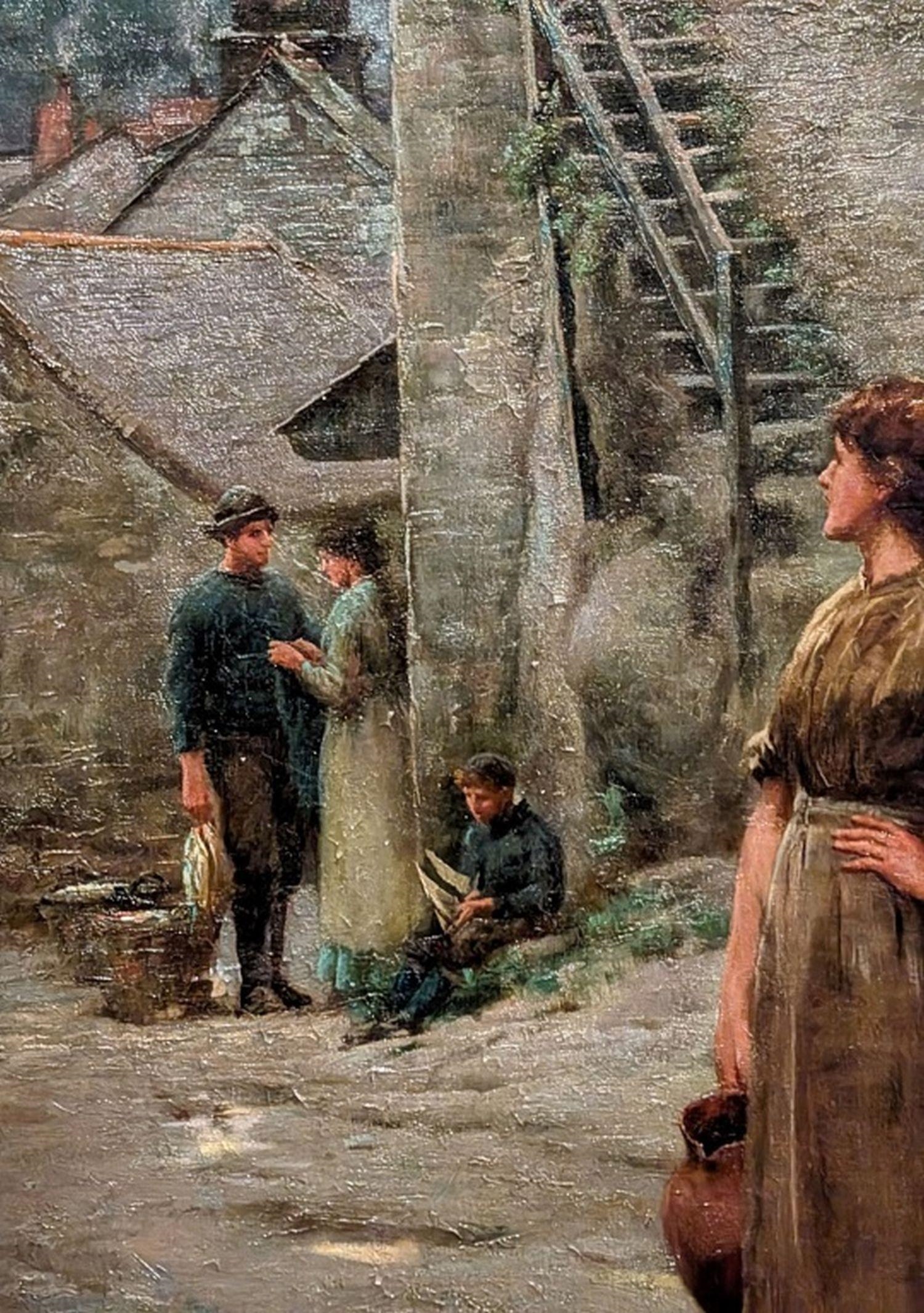 Herbert Edward Butler | A young woman viewing others in the village ...