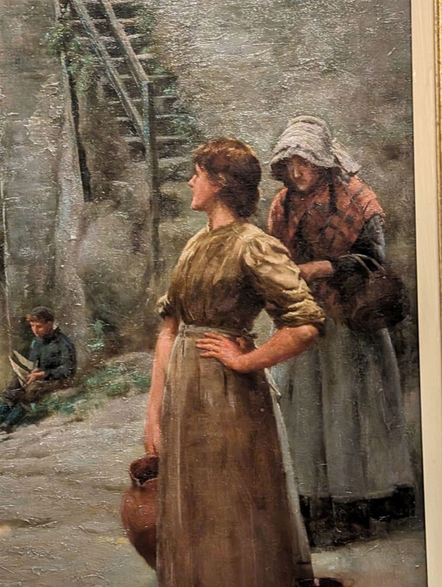 Herbert Edward Butler | A young woman viewing others in the village ...
