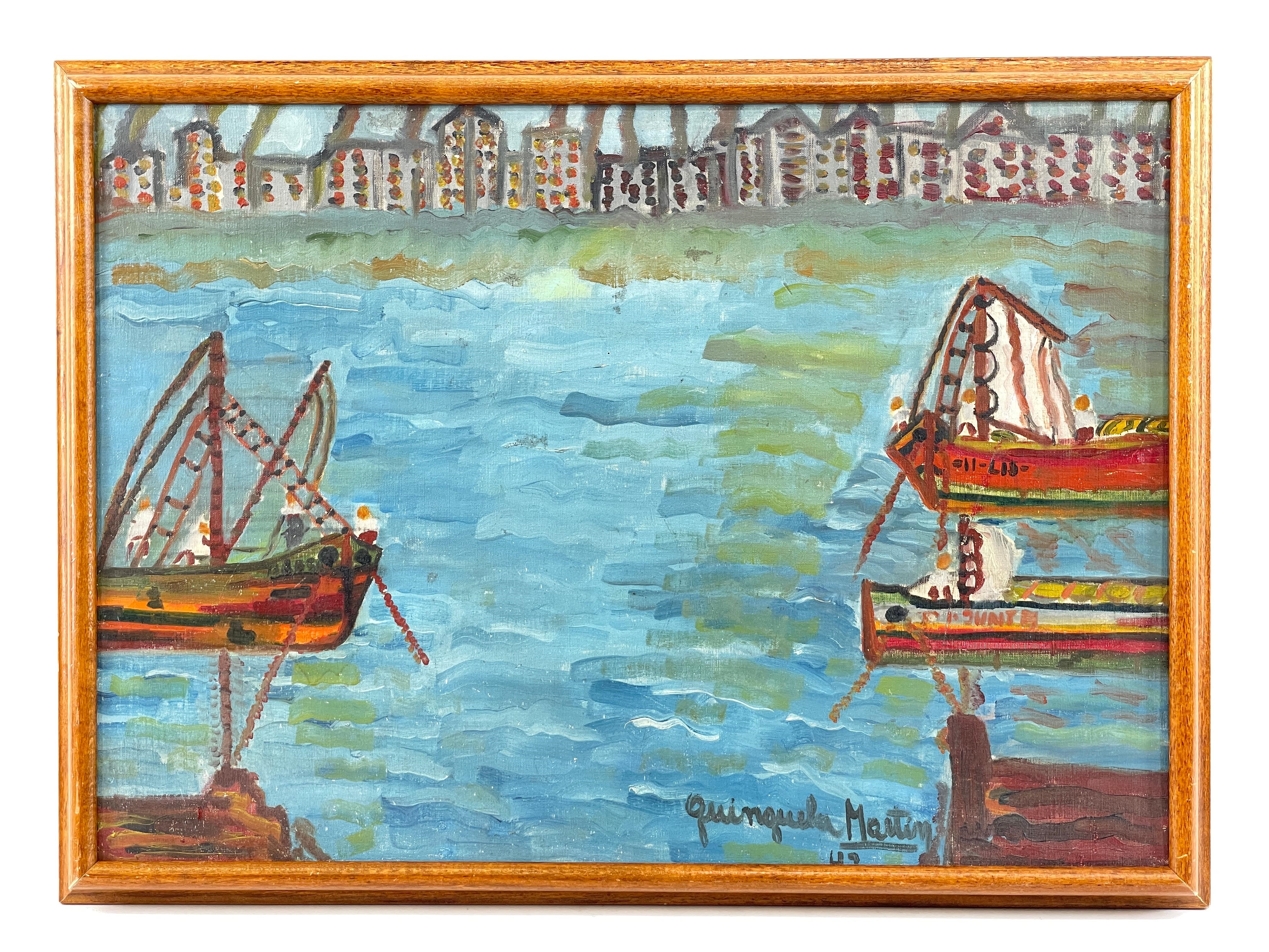 Attributed to Benito Quinquela Martin (1890 - 1977) Port Scene Oil on Board - Benito Quinquela Martin