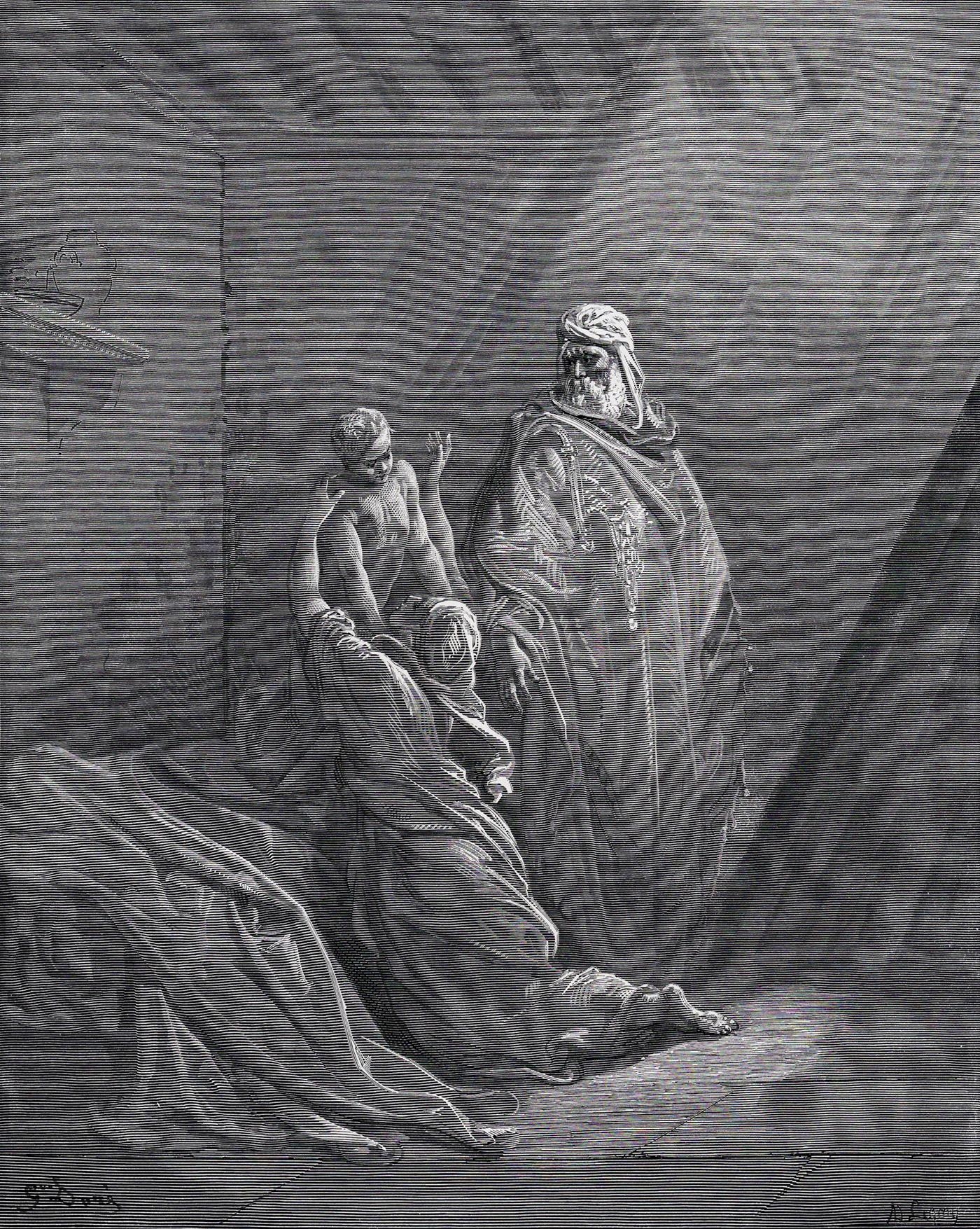 Woodcut Elijah Raises the Widow's Son