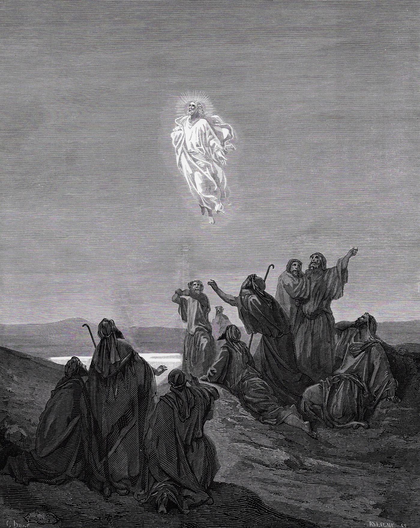 Artwork by Gustave Doré, THE ASCENSION, Made of Wood Engraving on wove paper