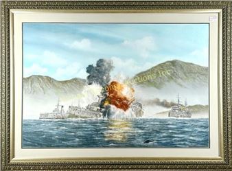 BELGIAN CANADIAN (1939-2010)
UNTITLED - SEA BATTLE II
SIGNED LOWER RIGHT
23.5 X 36 IN/ 60 X 91.5 CM **17** - Pierre de Wispelaere