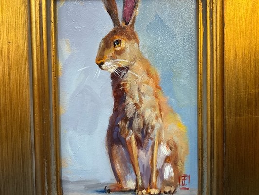 Artwork by Zhanna Pechugina, Zhanna Pechugina Rabbit Oil Painting, Made of oil on panel