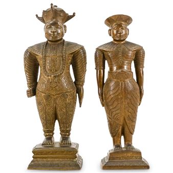 A noble standing at attention on a square - Sri Lankan School, 19th Century