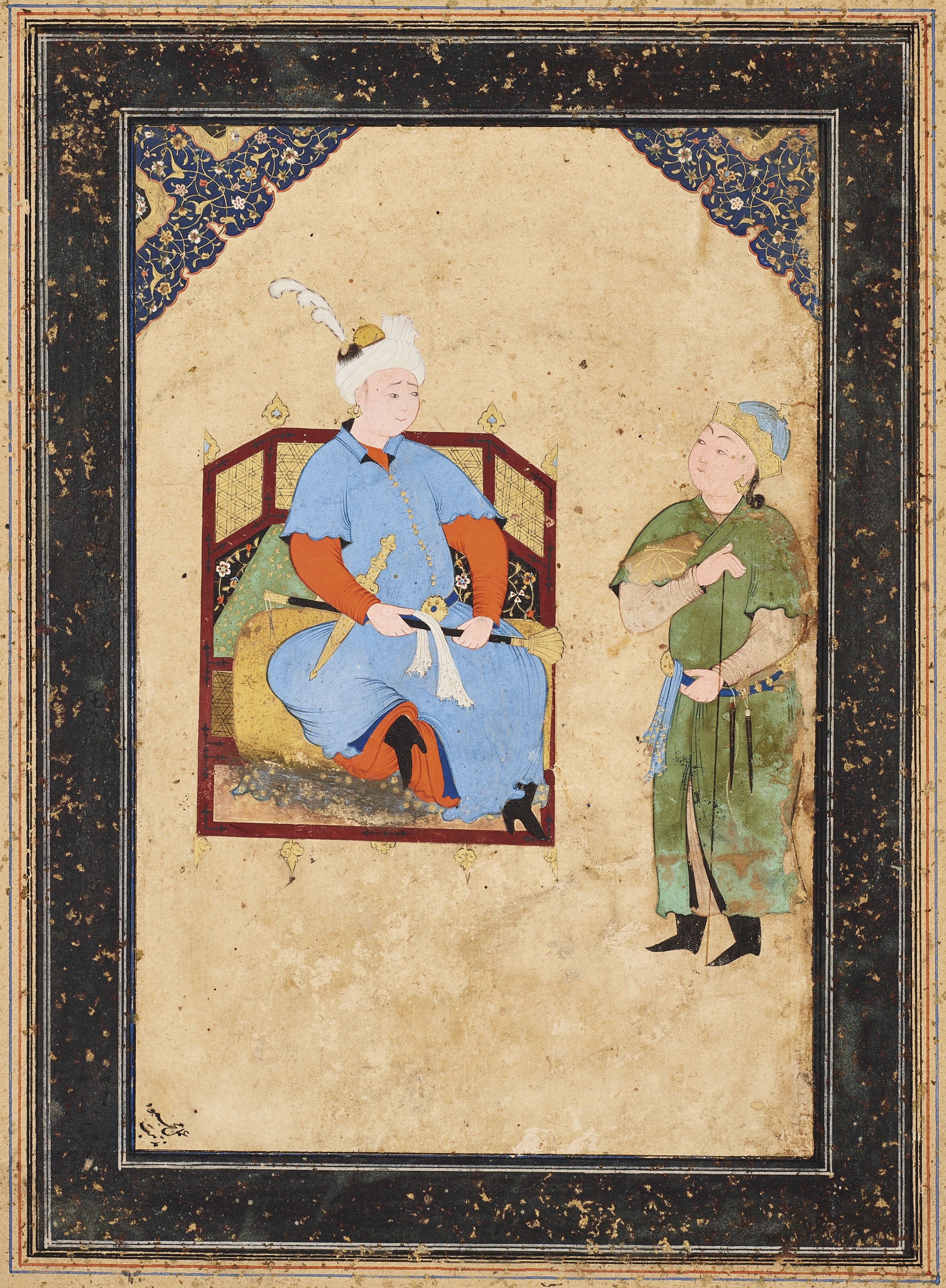 Mahmud Muzahhib | PORTRAIT OF A PRINCE WITH ATTENDANT | MutualArt
