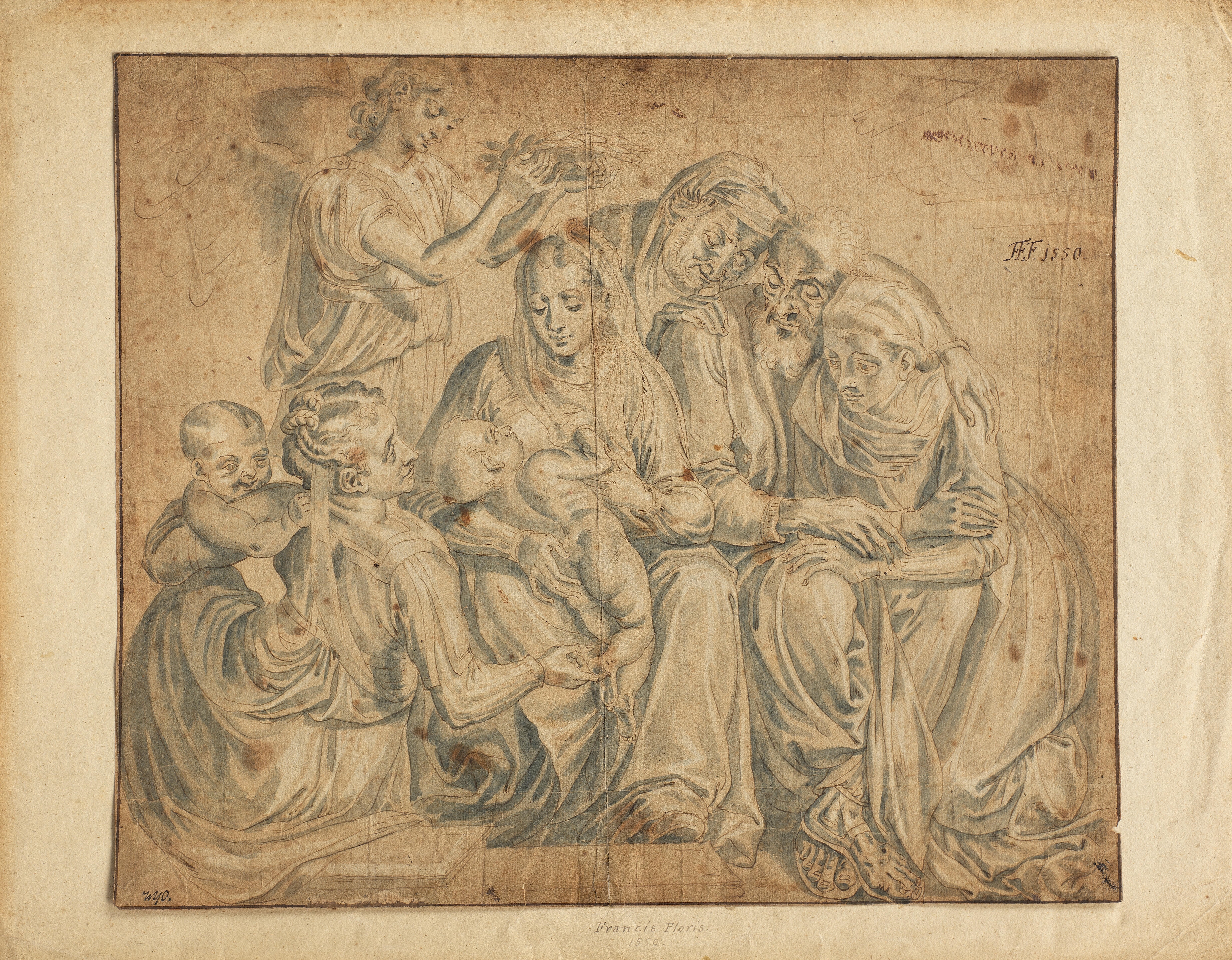The Holy Family with Saint Anne, Saint Elizabeth and Saint John the Baptist unframed - Frans Floris