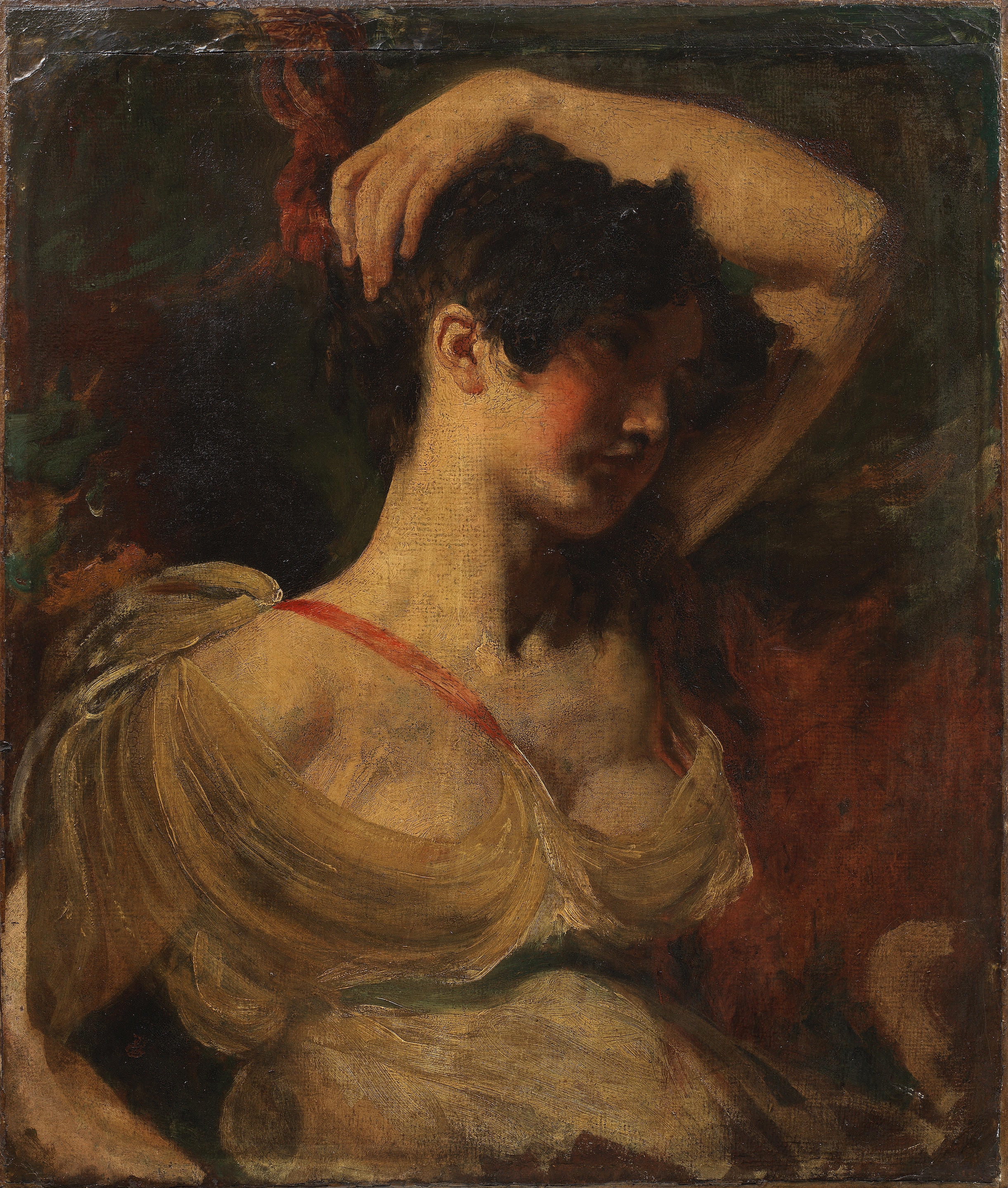 A young lady with her arm raised unframed - William Etty