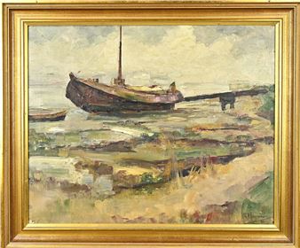 Vissersboot bij steiger - Karel Heymans