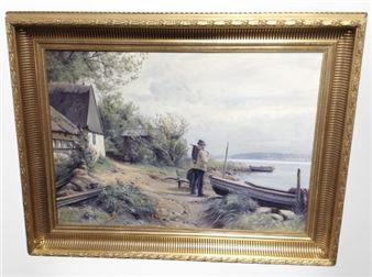 A fisherman by a cottage - Niels Walseth