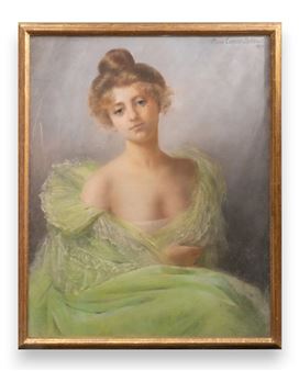 Young beauty in a pale green gown - Pierre Carrier-Belleuse