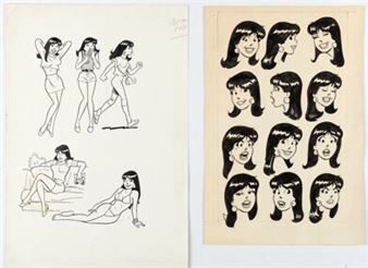 - Veronica Model Sheet Illustrations Original Art Group of 2 (Archie - Dan Decarlo