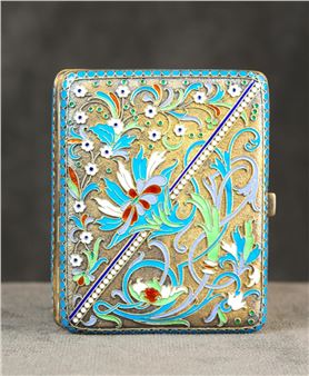RUSSIAN ENAMELED SILVER CIGARETTE CASE - Ivan Sergeyevich Lebedkin