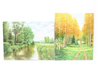 Reunion of two paintings: -Autumn landscape - André Lagarde