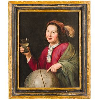 Giovane con bicchiere e mappamondo (Democrito - Olivier van Deuren