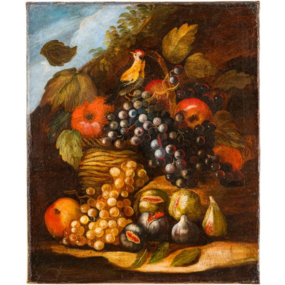 Natura morta con frutta e uccellino by Bernardino Malagoli