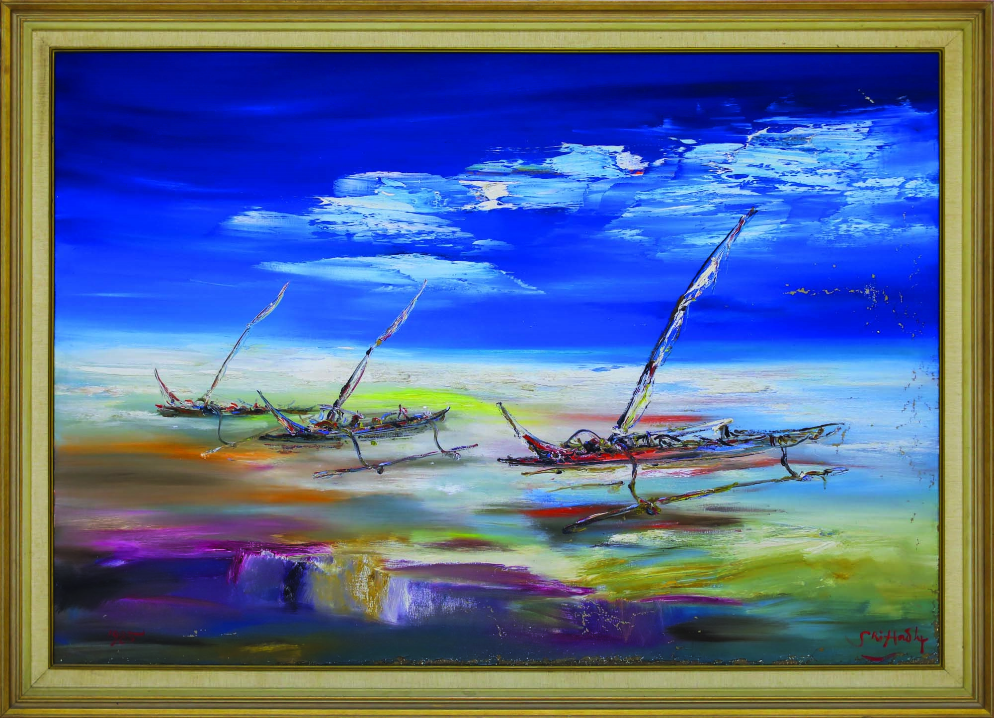 Artwork by Sri Hadhy, Boats, Made of Oil on canvas