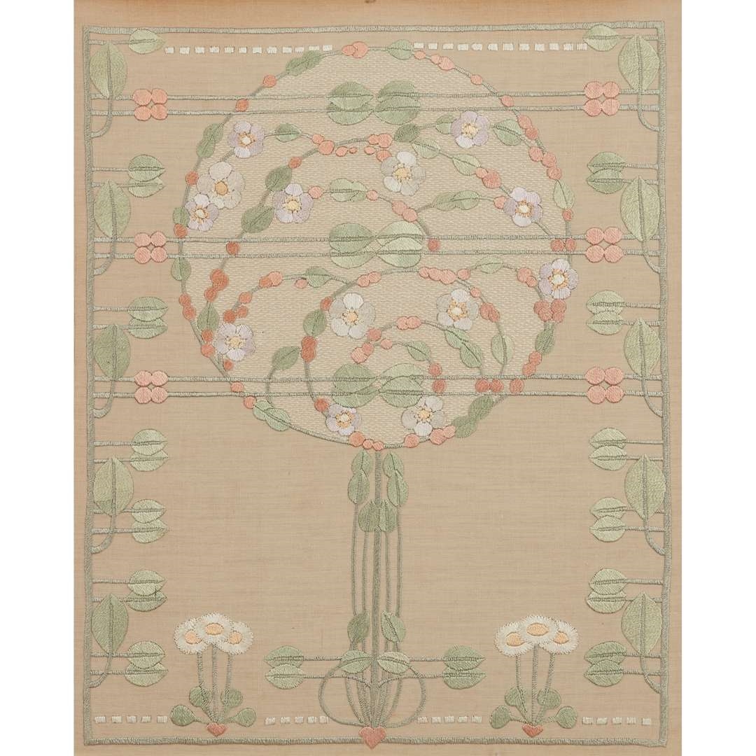 Artwork by Ann MacBeth, EMBROIDERED PANEL, CIRCA 1900, Made of linen