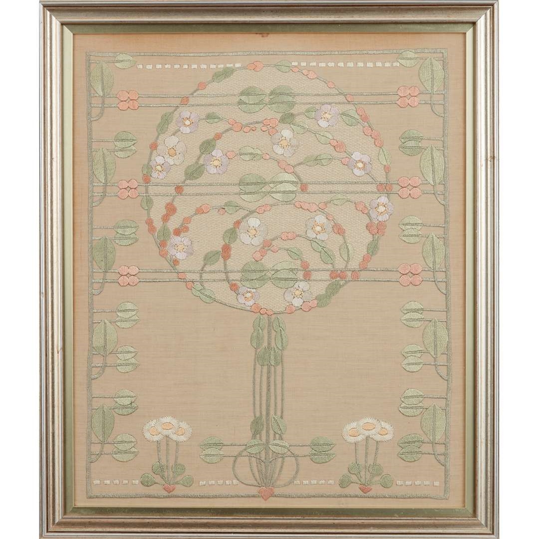 Artwork by Ann MacBeth, EMBROIDERED PANEL, CIRCA 1900, Made of linen