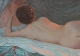 Jeune femme nue allongée de dos - Henri Moreau