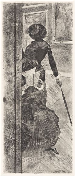 Au Louvre, la peinture, Mary Cassatt. by Edgar Degas, circa 1879-1880